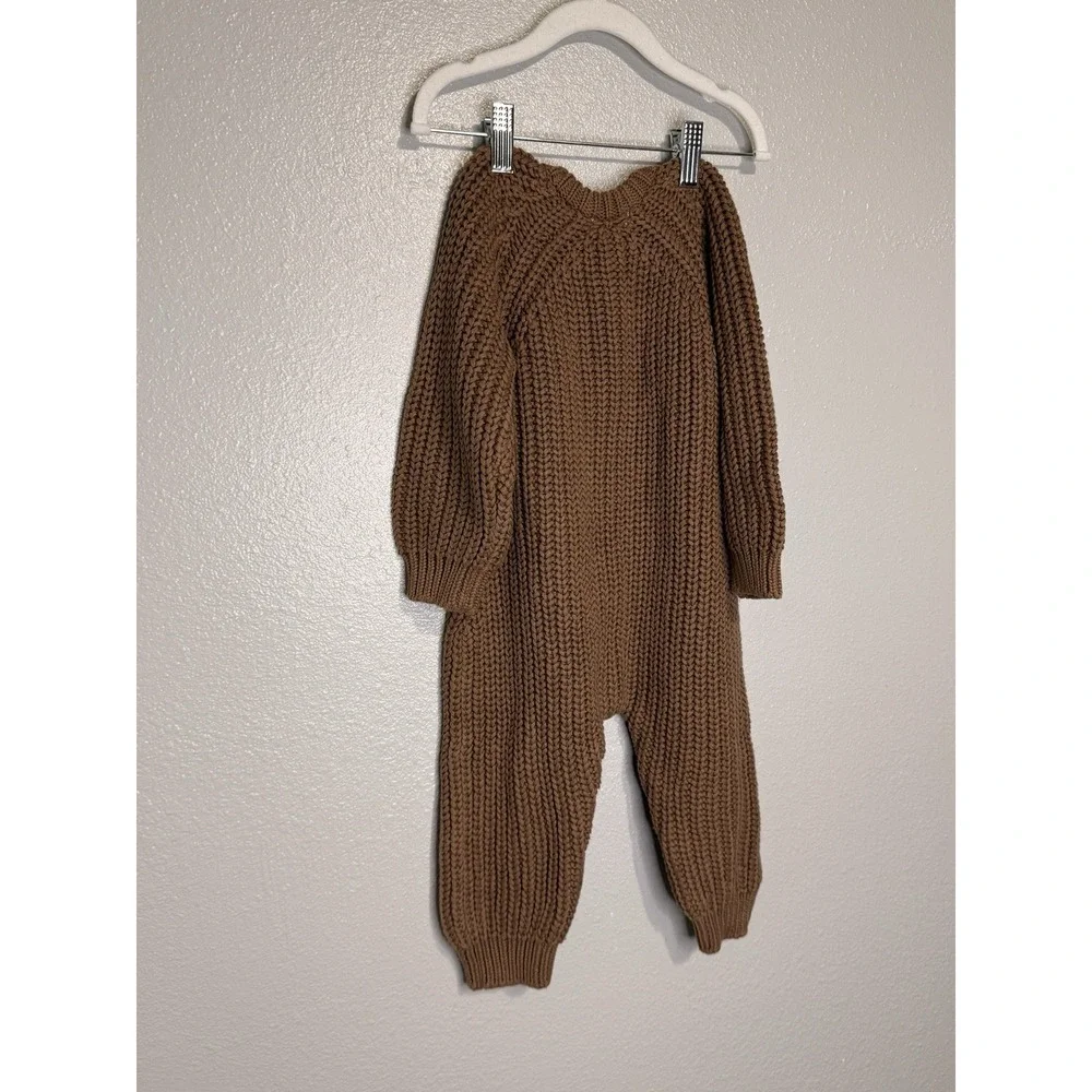 Quincy Mae Baby Jumpsuit Organic Cotton Chunky Knit Button Romper 12-18m New